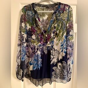 Ellie Tahari sheer tunic top with camisole. Medium